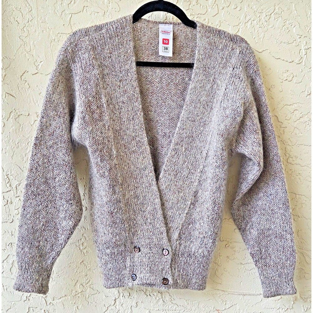 Vintage ST MICHAEL Mohair Wool Blend Double Breasted Cardigan 10 Marks & Spencer